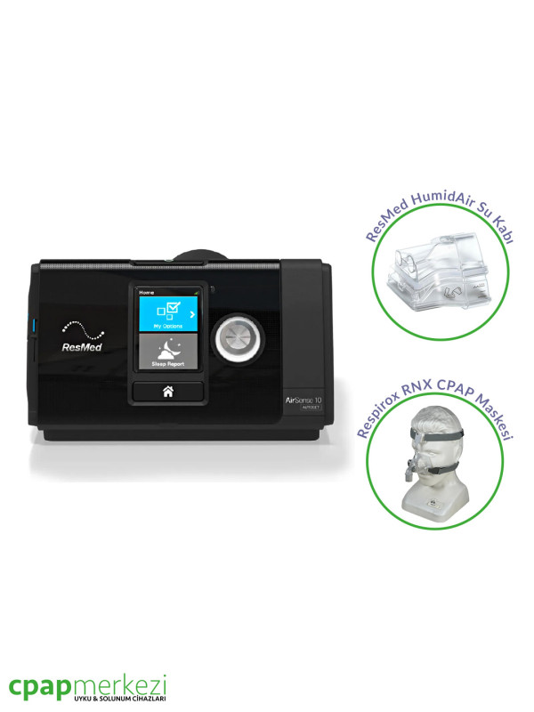 ResMed AirSense 10 AutoSet + ResMed HumidAir Nemlendirici + RNX CPAP Maskesi